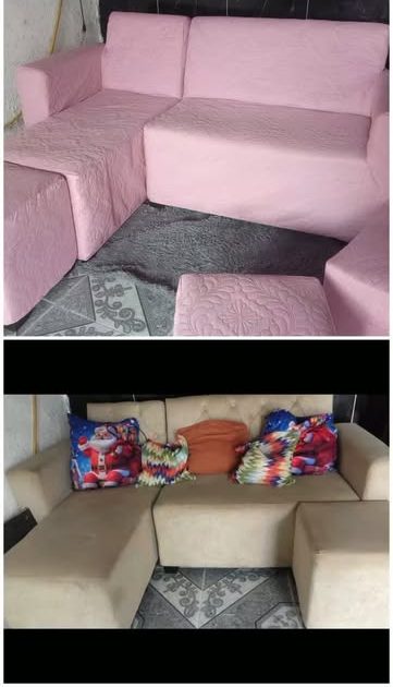 Sala con forros rosados a la medida