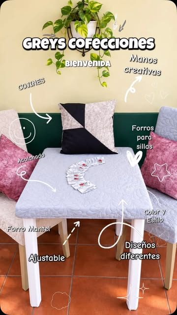 Forro mantel y cojines para mesa