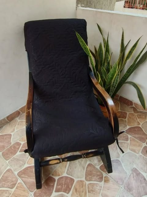 Mecedora con forro negro elegante