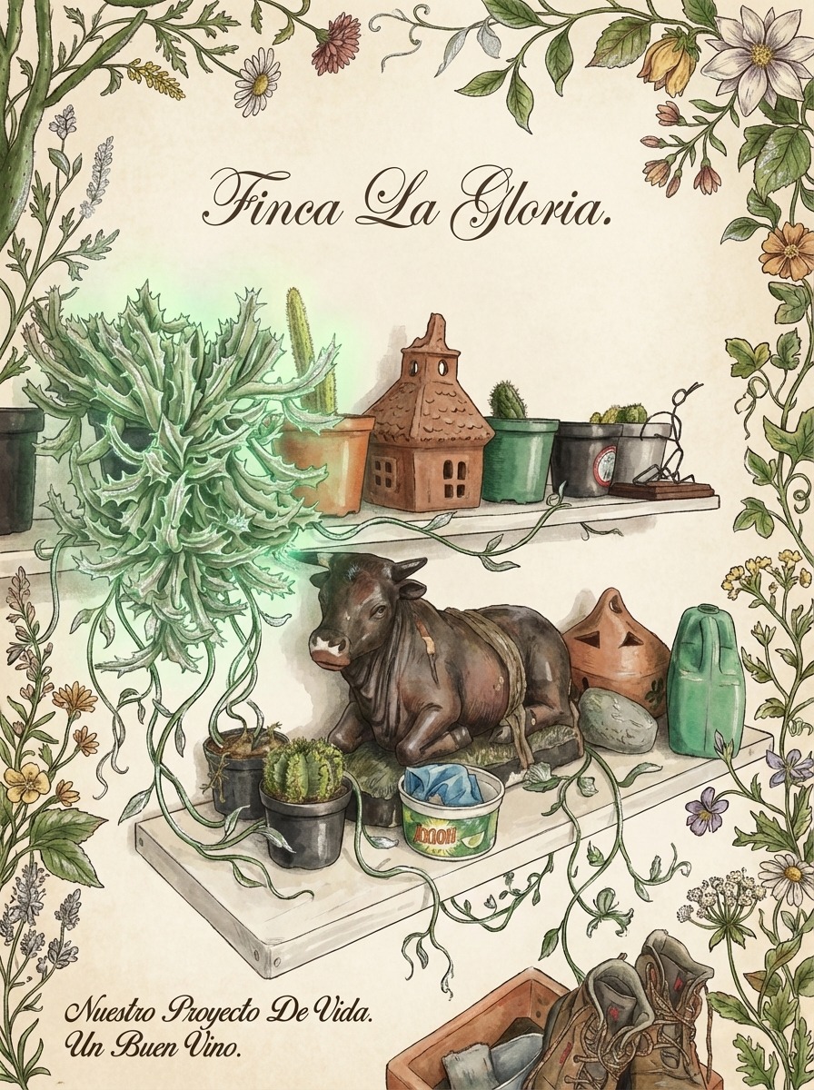 Finca La Gloria — Estantería de cactus