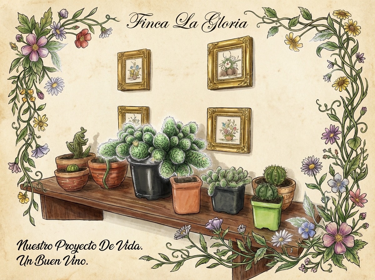 Finca La Gloria — Estantería de cactus