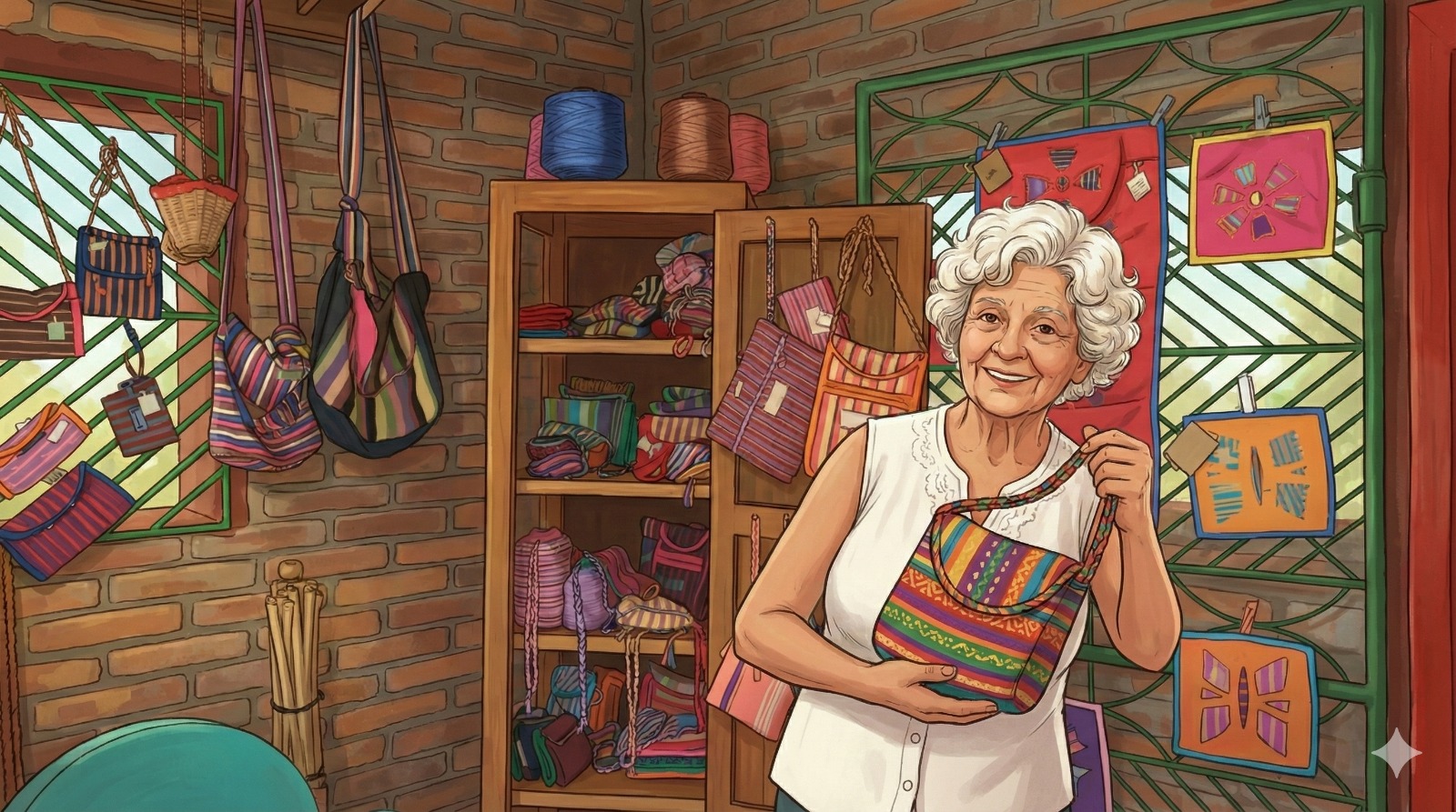 Tejedora — En el taller