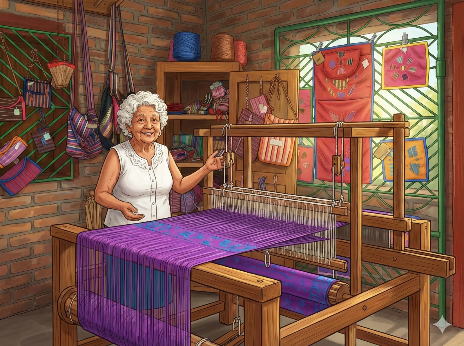 Tejedora — En el taller